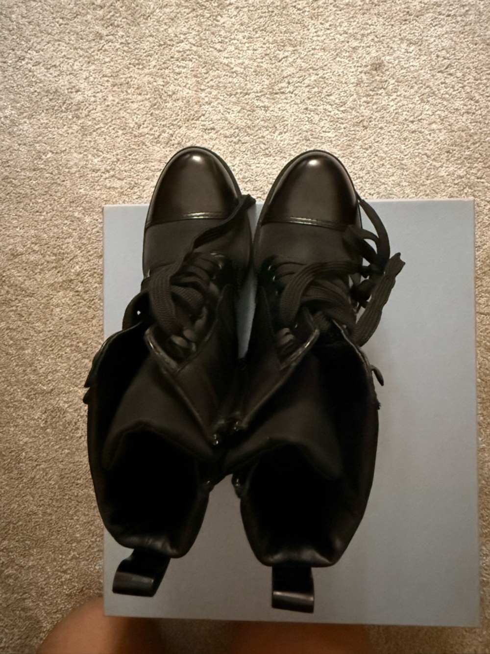 Prada Black Lace-Up Platform Combat Ankle Boots - Picture 4 of 8